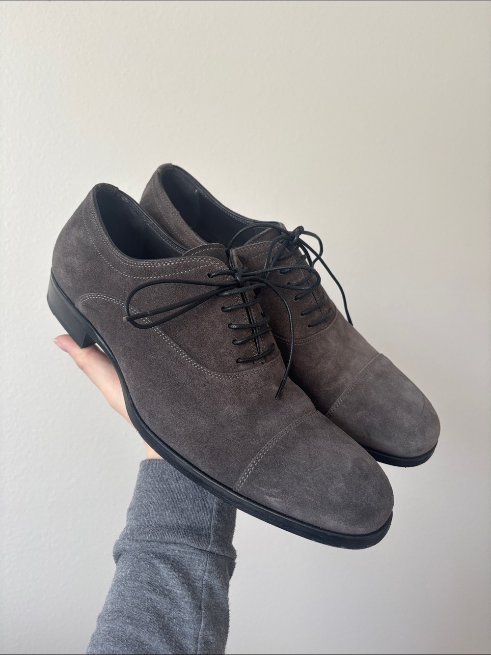 Alexander McQueen Men's gray suede Lace-up Leather Shoes Size 40 in EUC